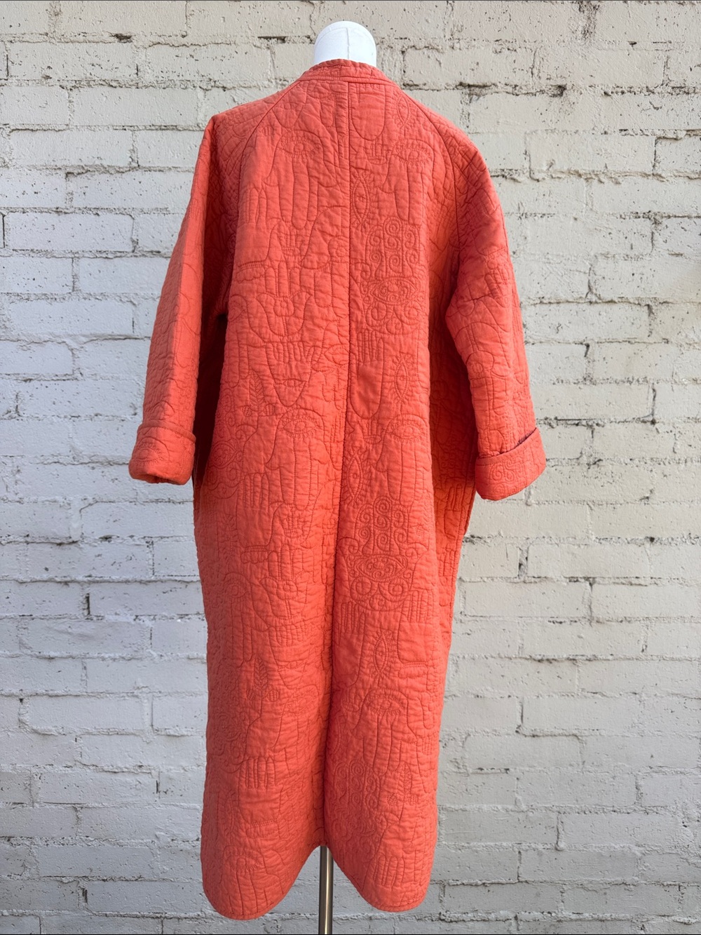 Jungalow Peking Hamsa Quilted Coat Coral Size M/L - Picture 5 of 12